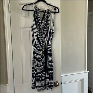 Jessica Simpson Navy and White Draped Dress